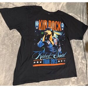 Kid Rock Rebel Soul Tour 2013 Graphic T-Shirt Black Concert Tee Mens Large